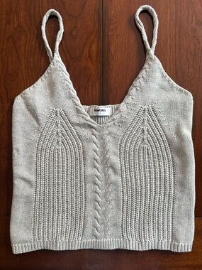 Rumored Cream Cable Knit V-Neck Cropped Tank